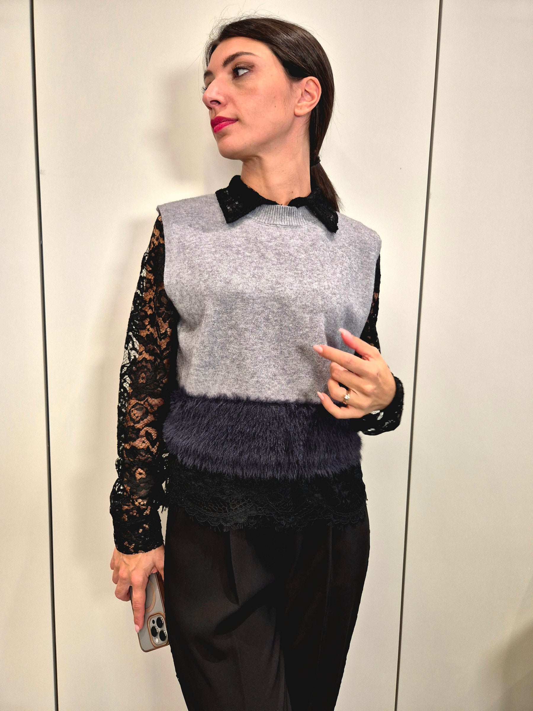 Gilet crop fascia pelliccia