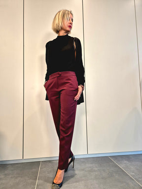 Pantaloni sigaretta bottone laterale
