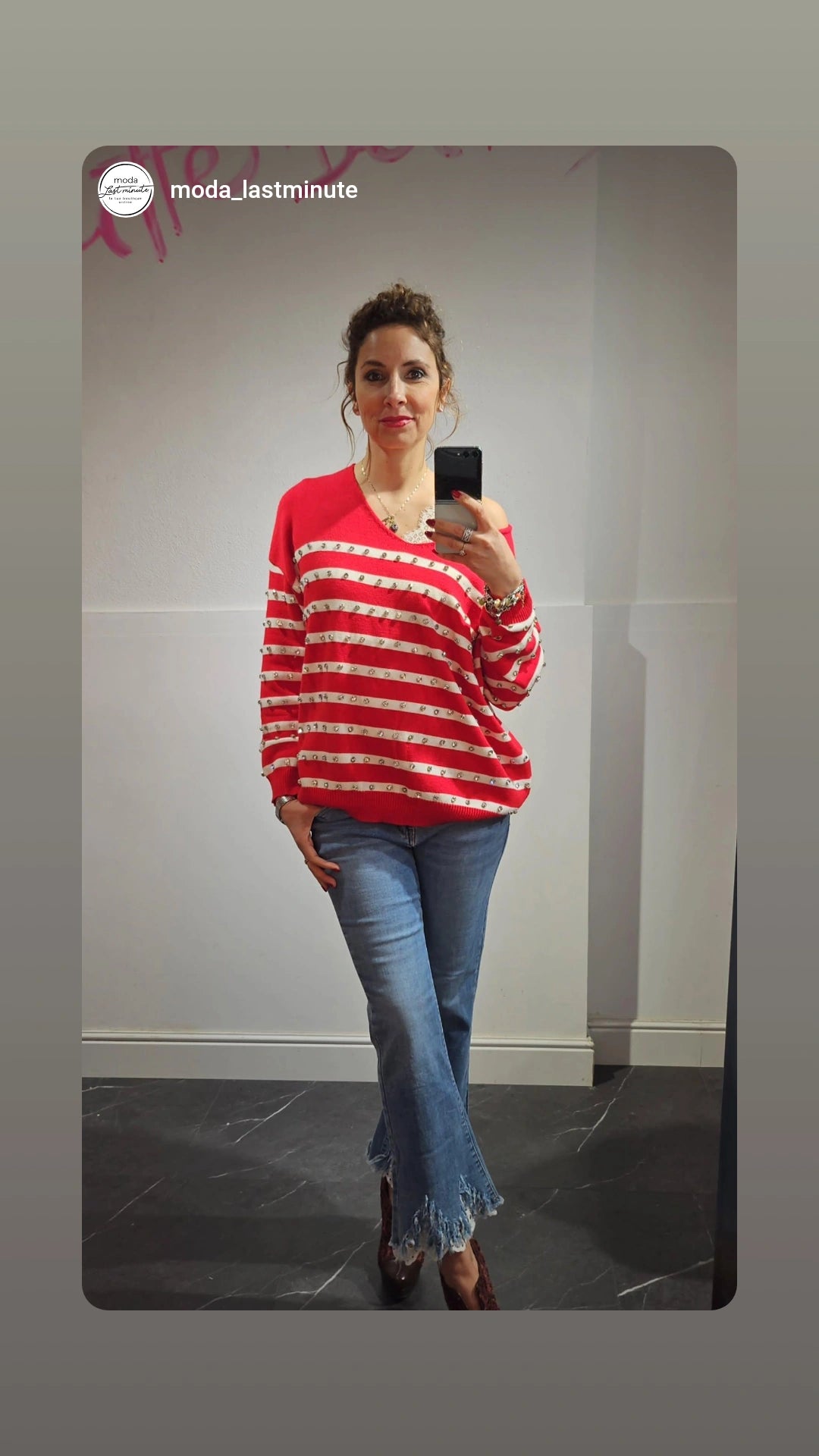Maglia righe e strass