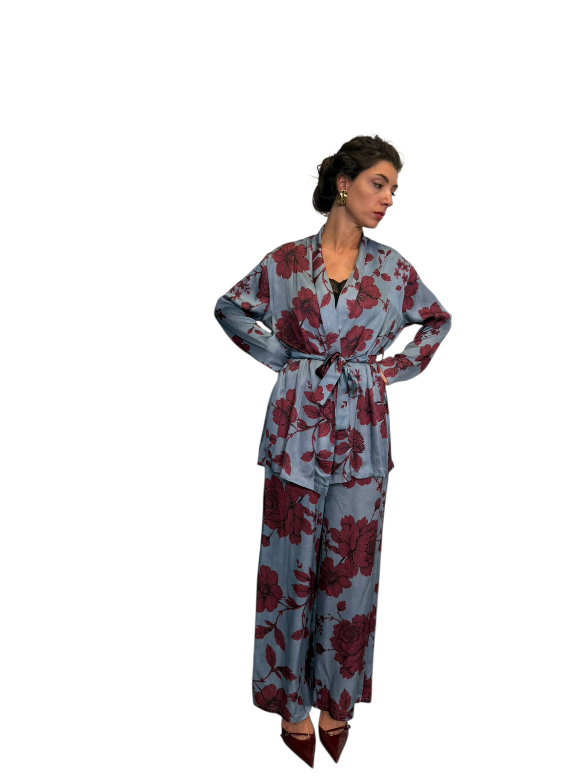 Kimono raso stampa floreale