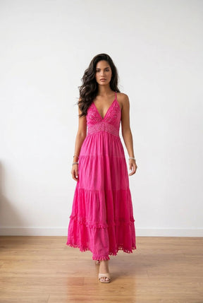 Abito lungo fucsia Dea