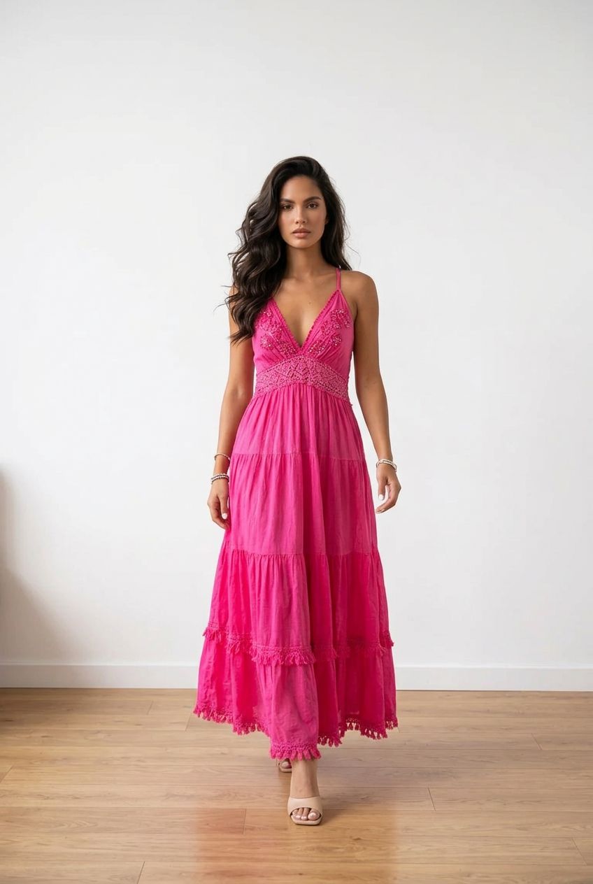 Abito lungo fucsia Dea