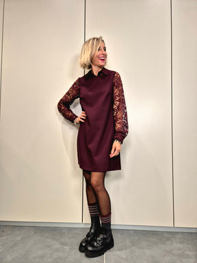 Abito sacchetto fascia pizzo laterale