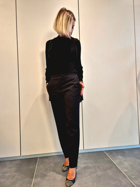 Pantaloni sigaretta bottone laterale