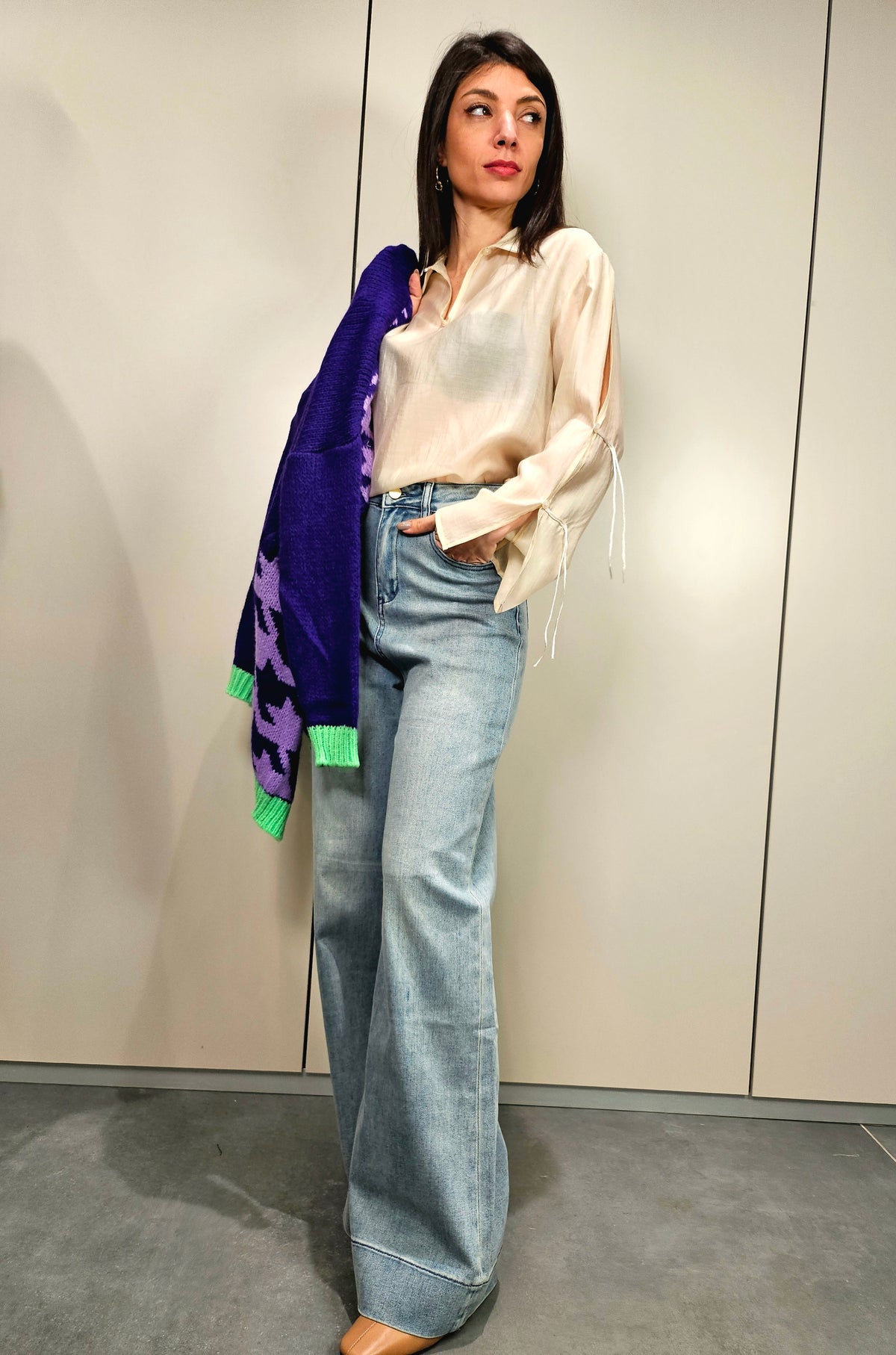 Maxi cardigan lilla, viola, verde fluo