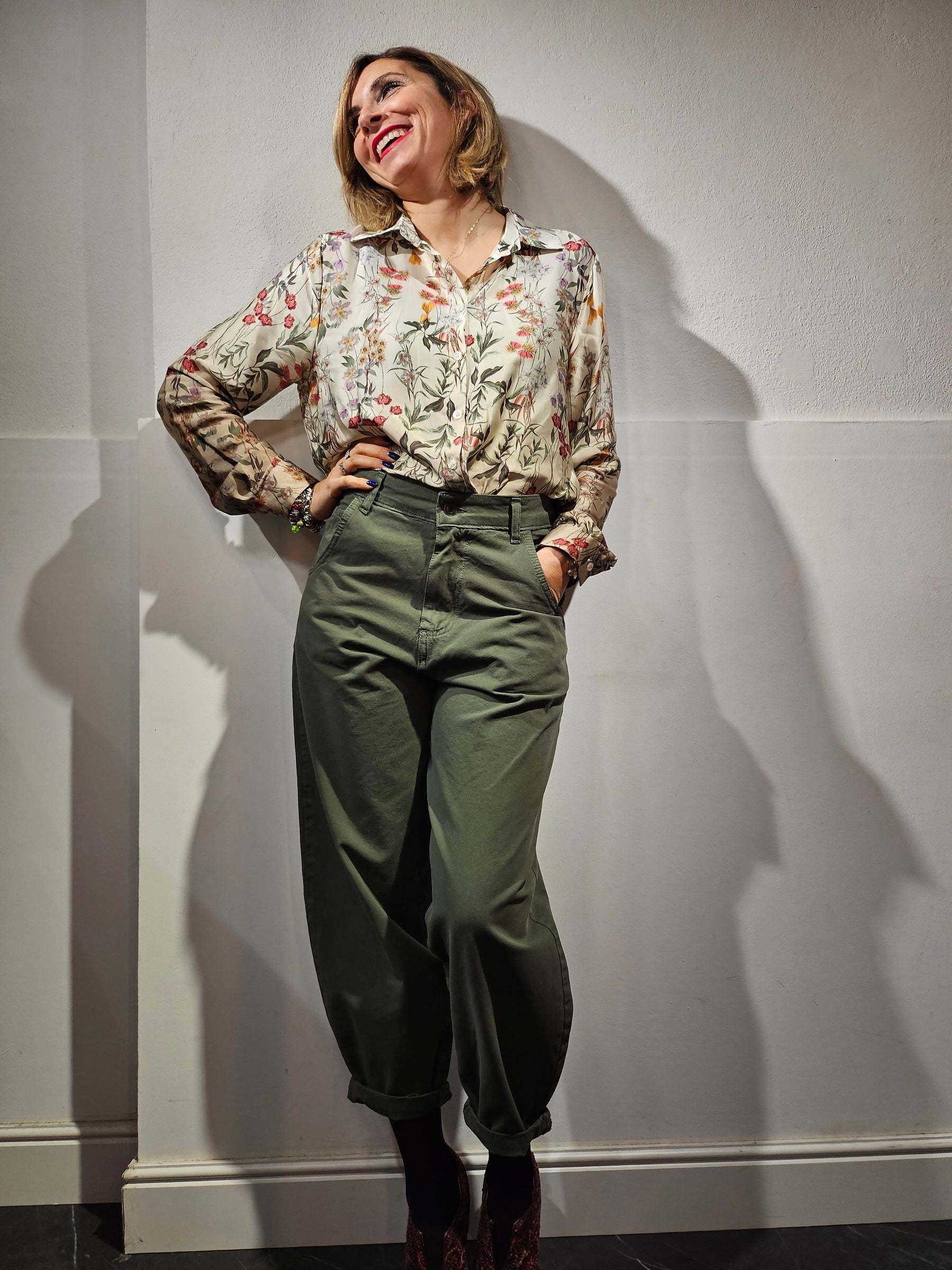 Jeans momfit verde militare