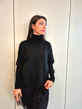 Maglia micro paillettes collo alto