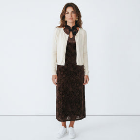 Cardigan crop chiusura due bottoni
