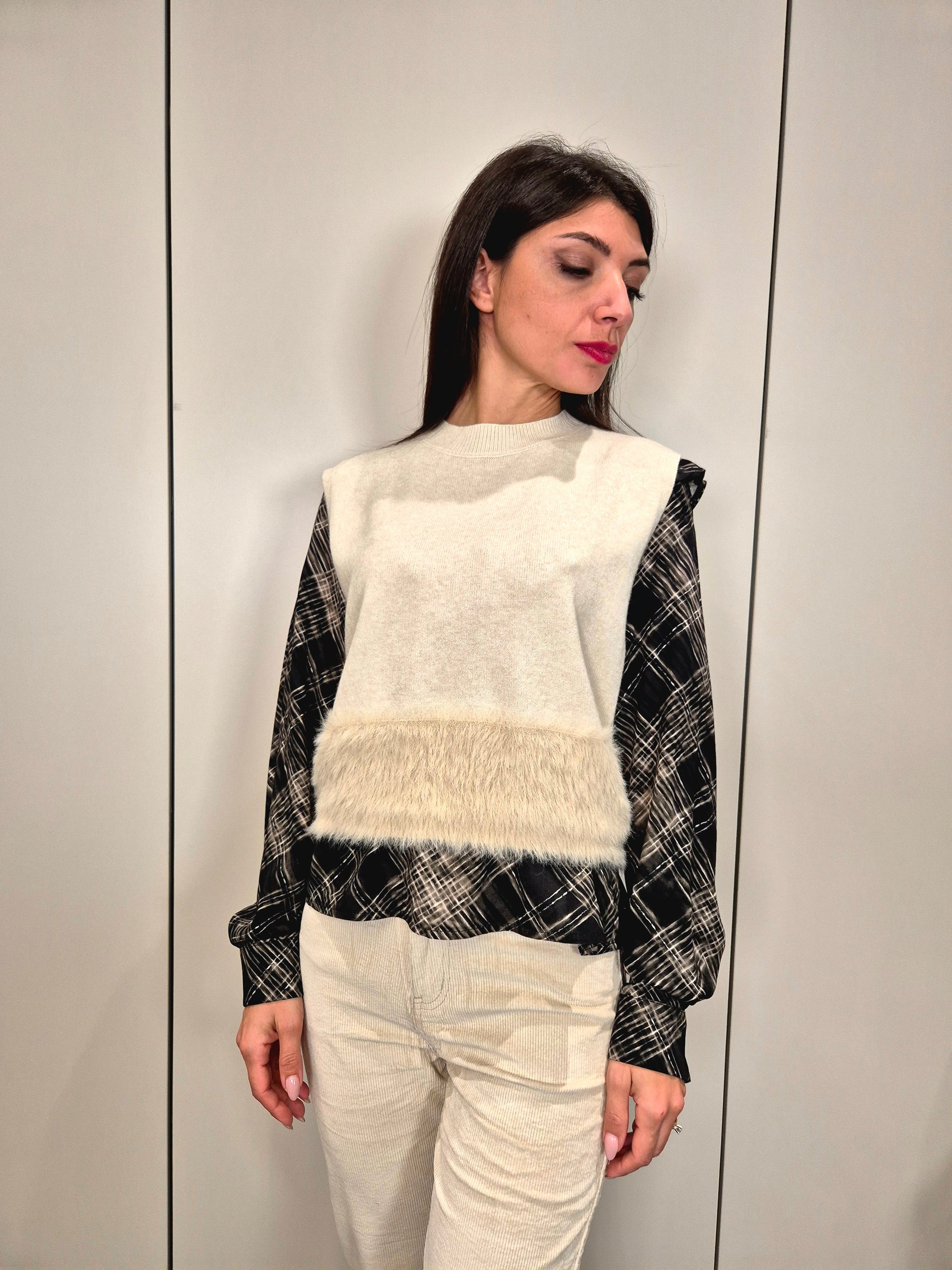 Gilet crop fascia pelliccia