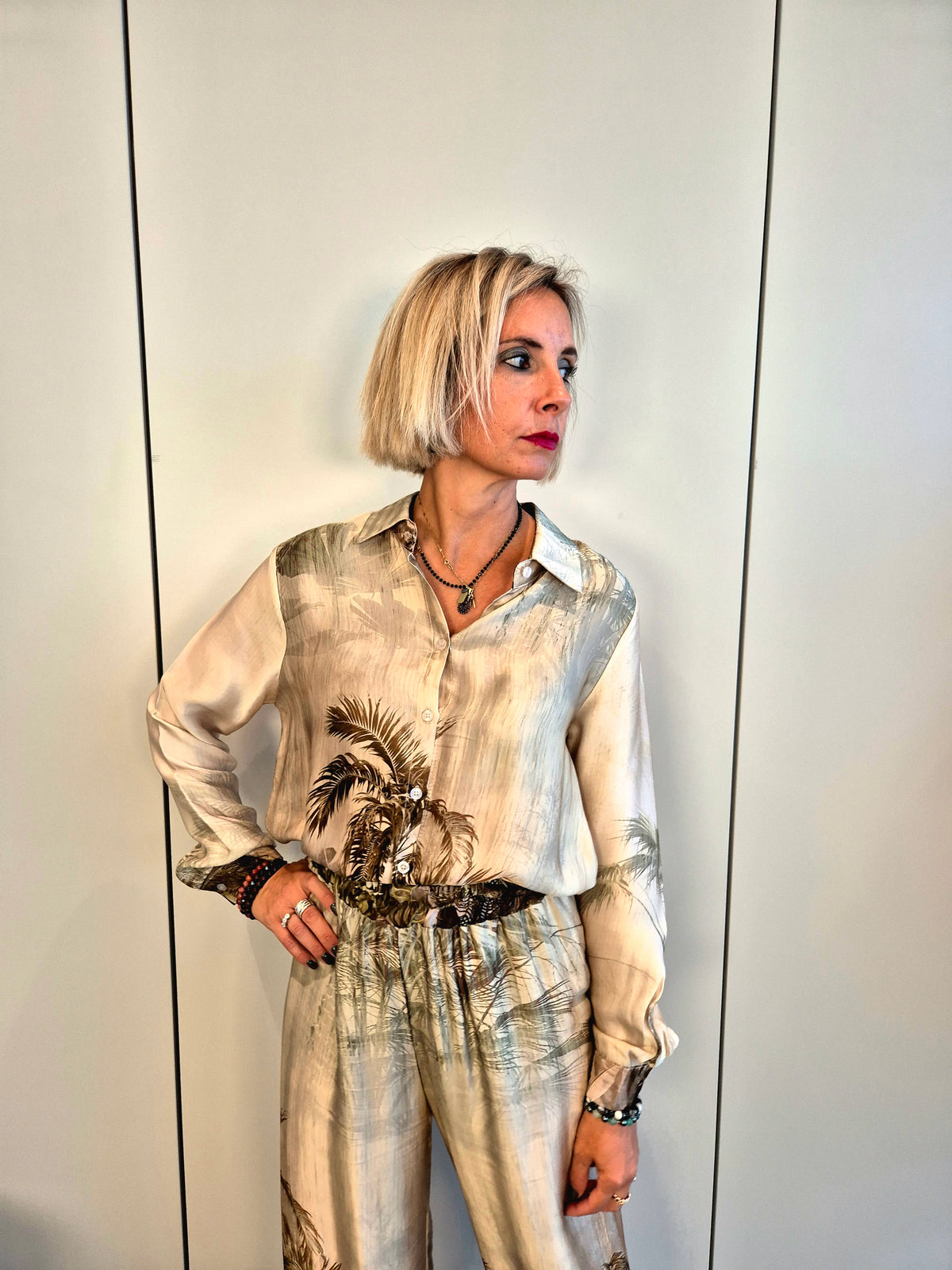 Camicia raso palme