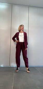 Completo lino burgundy