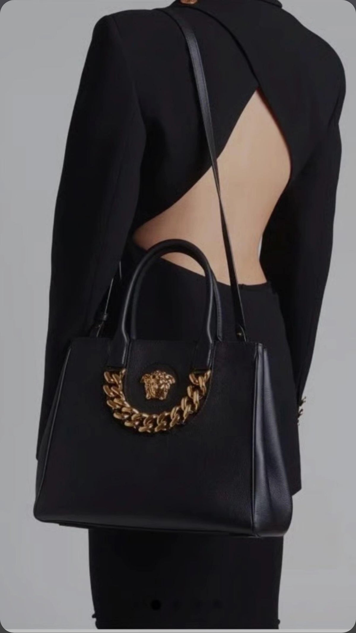 VERSACE Borsa shopper nera e oro