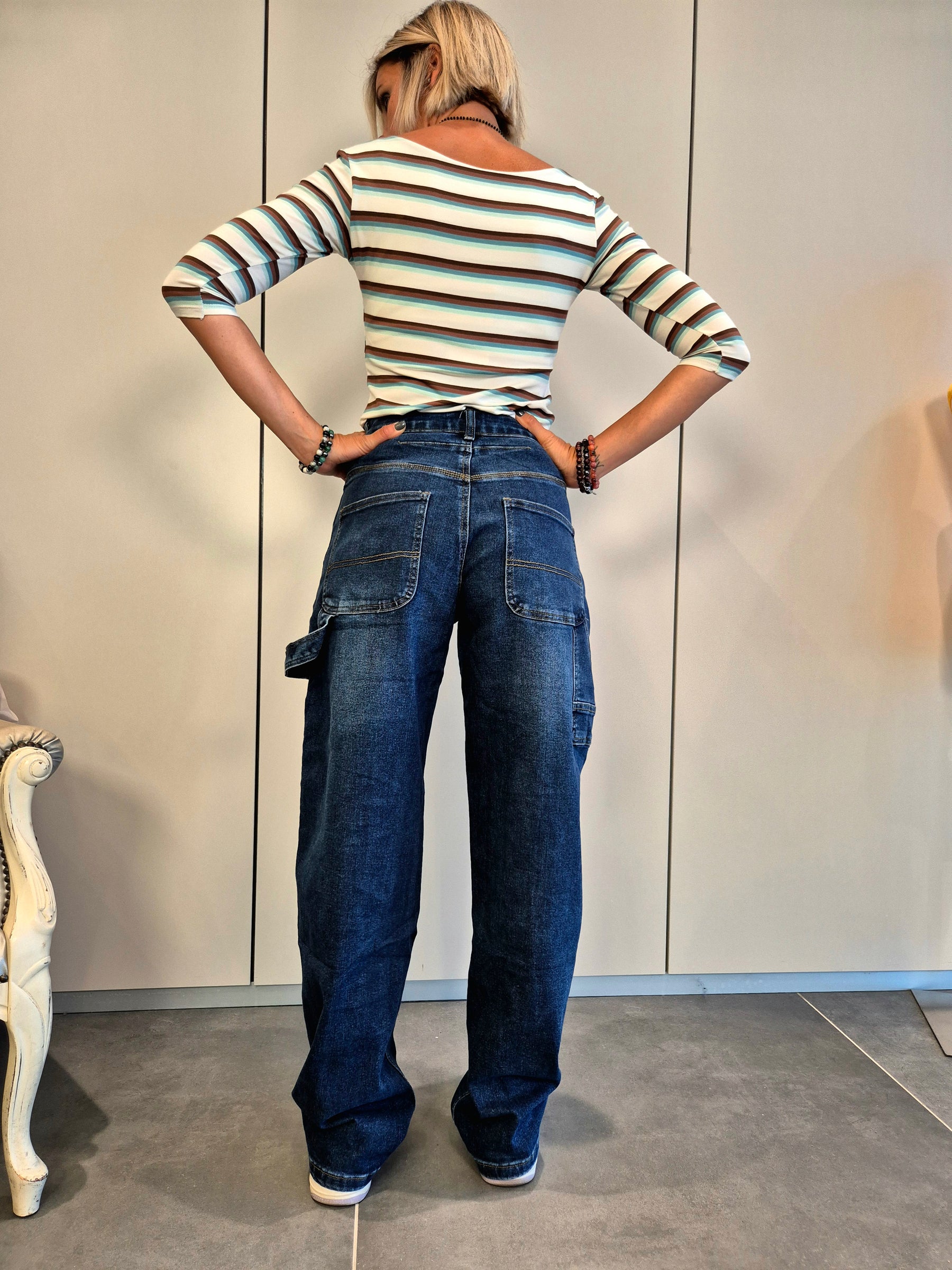 Jeans cargo sabbiati