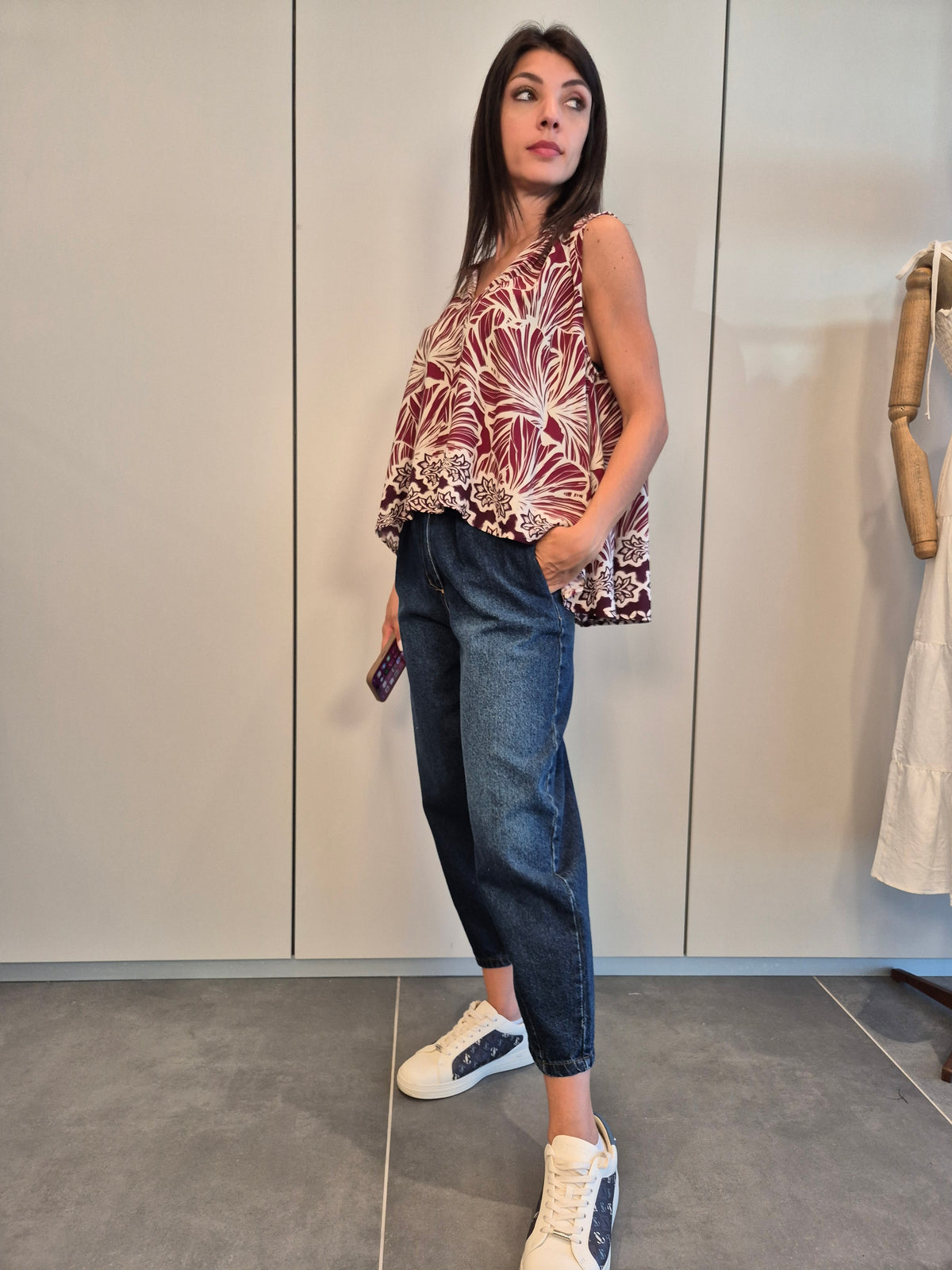 Jeans momfit chiusura laterale
