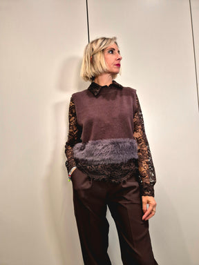 Gilet crop fascia pelliccia