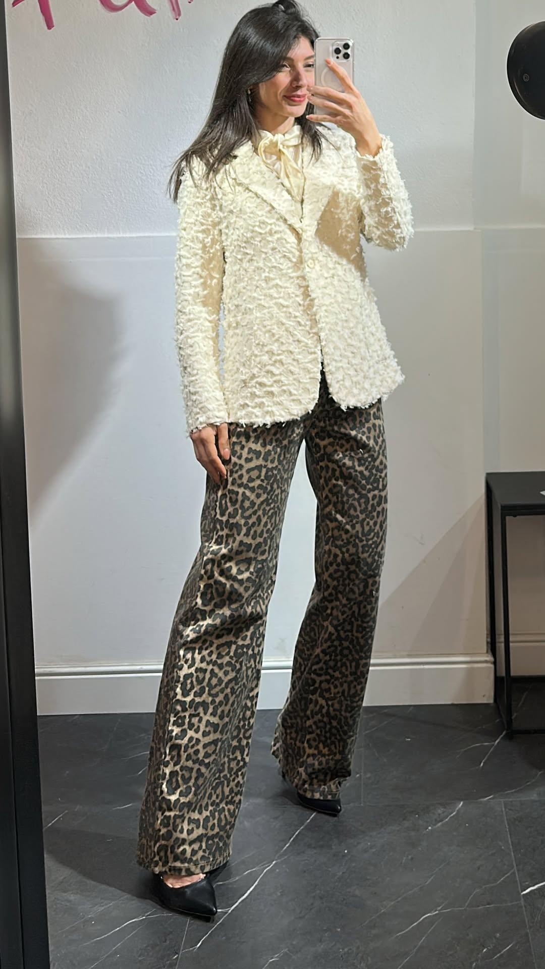 Pantaloni palazzo animalier
