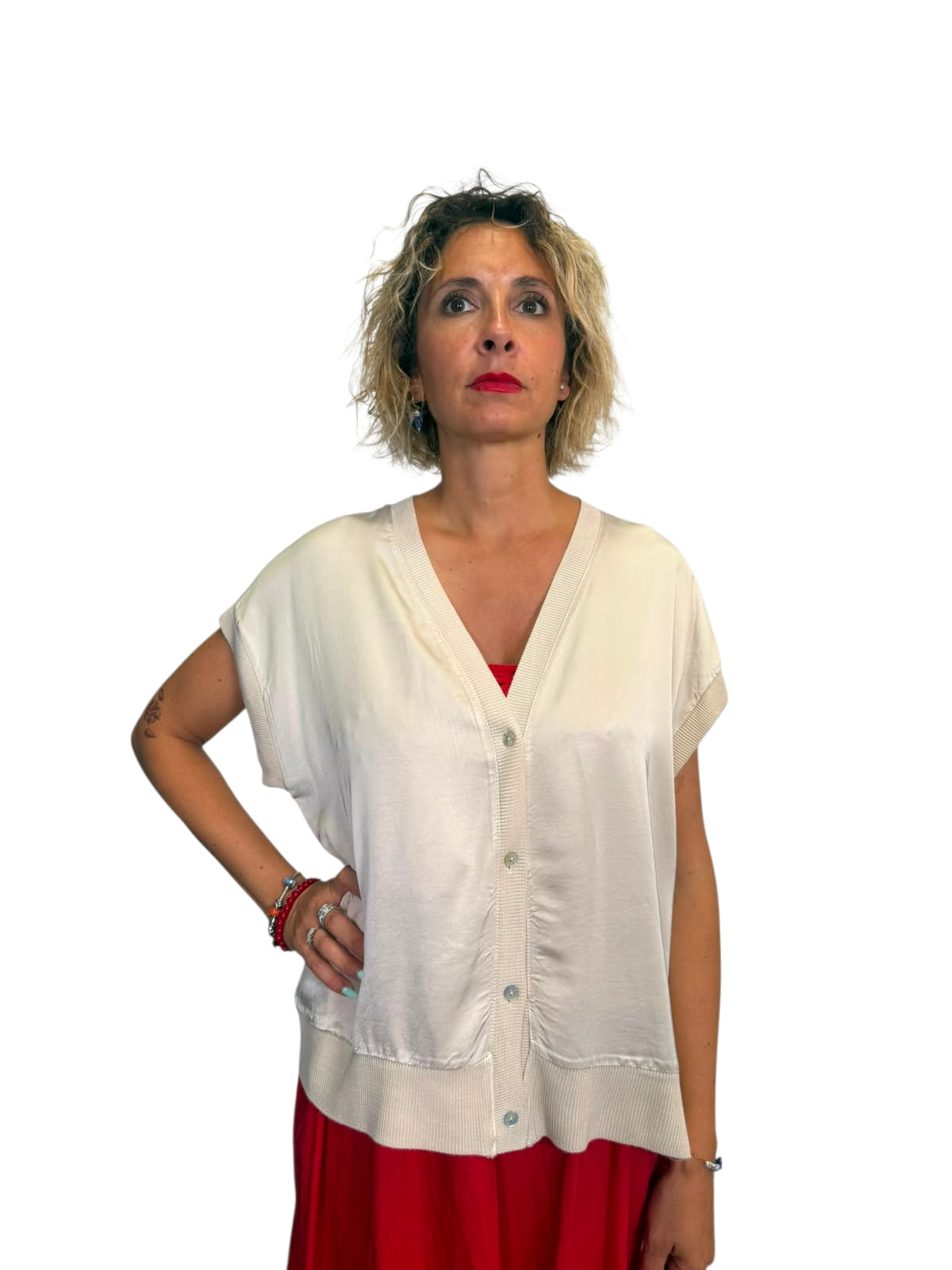 Cardigan raso