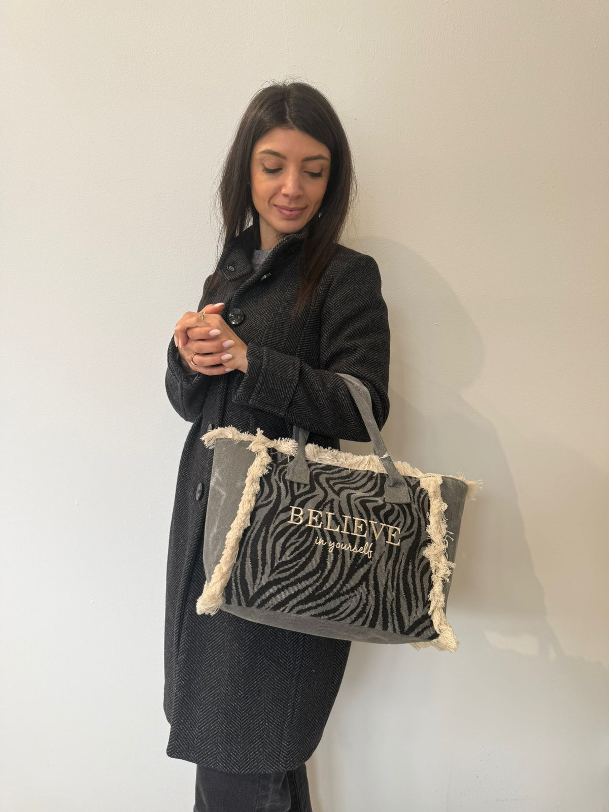 Borsa zebrata frange