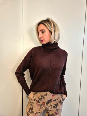 Maglia micro paillettes collo alto