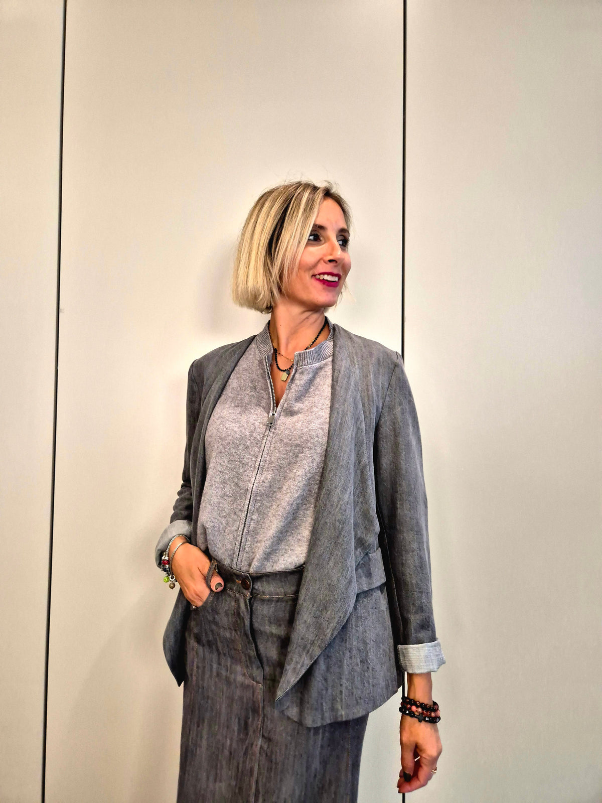 Giacca denim fluida