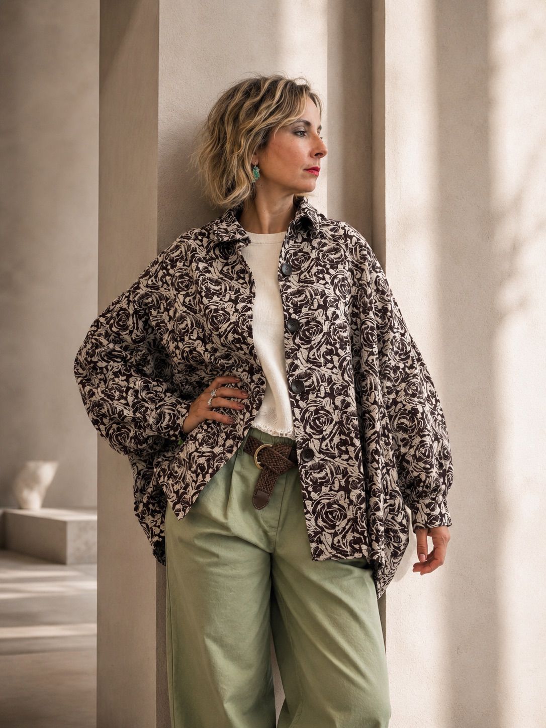 Giacca over JACQUARD manica pipistrello