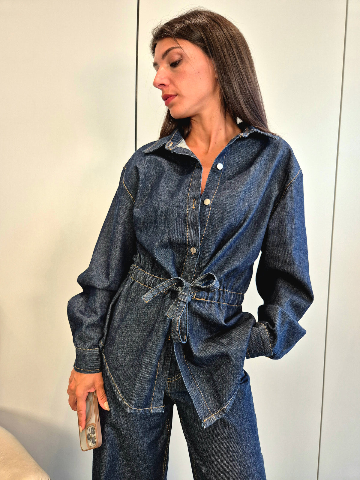 Giacca denim fiocco