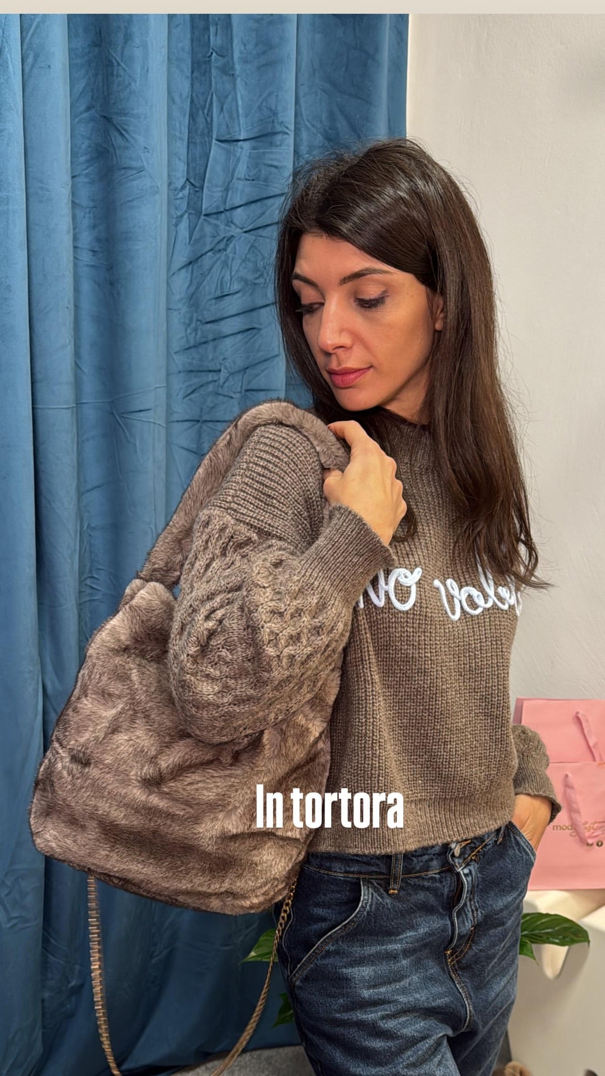 Borsa tracolla catena ecopelliccia