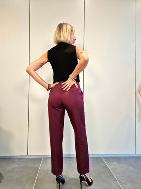 Pantaloni sigaretta bottone laterale