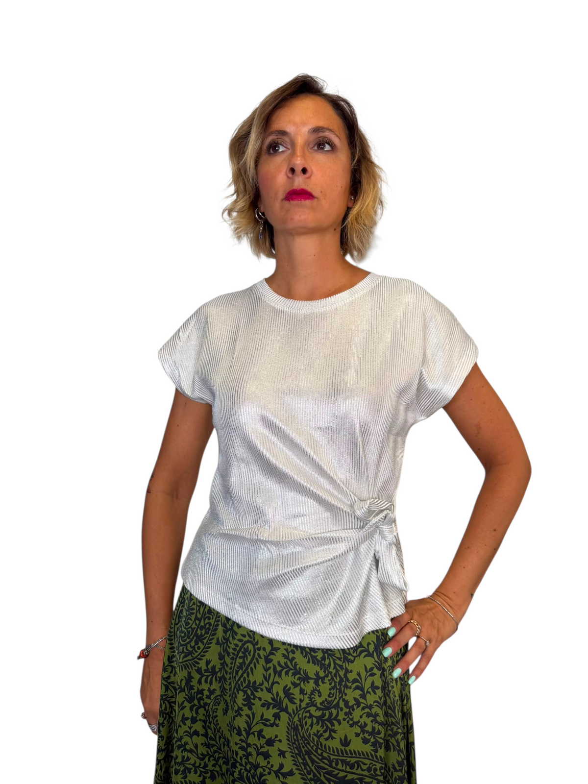 Maglia metallizzata fiocco