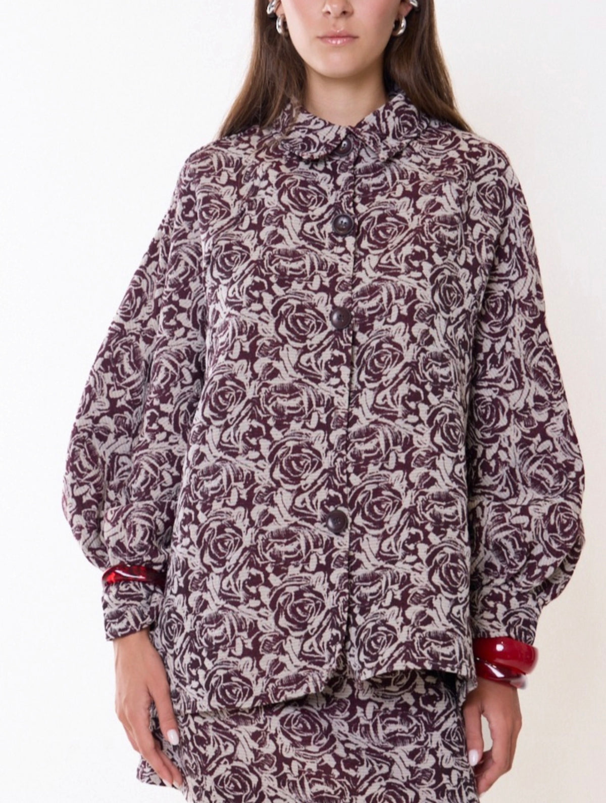 Giacca over JACQUARD manica pipistrello