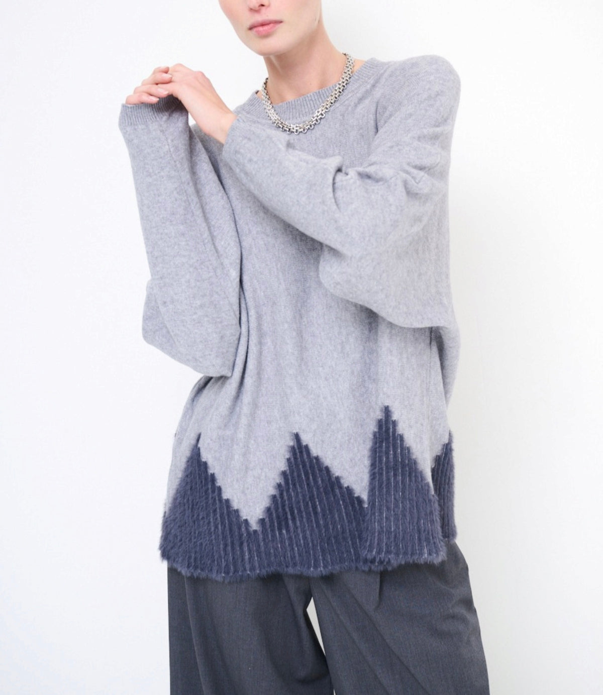 Maglia over rombi pelliccia