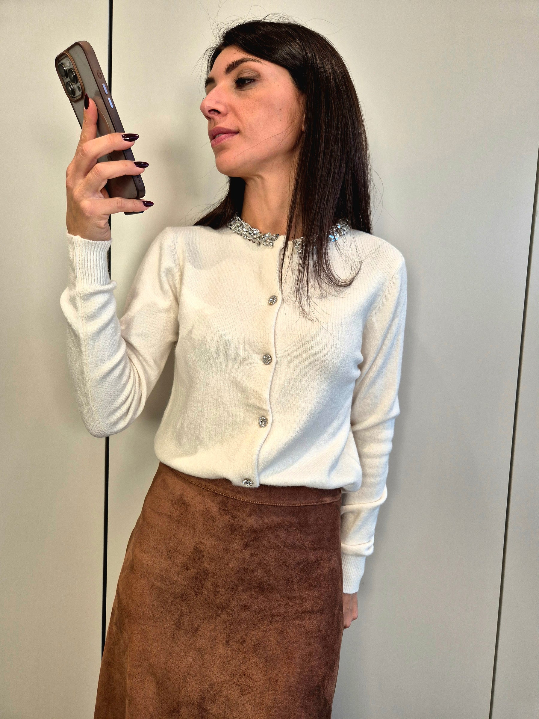 Cardigan collo gioiello