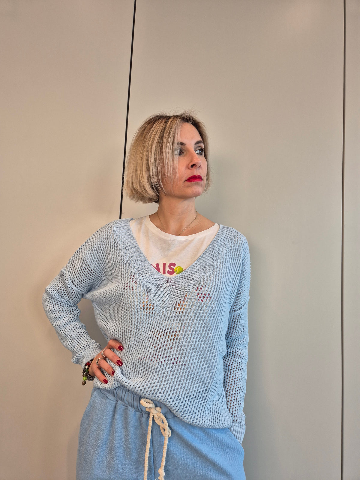Maglia tricot blu