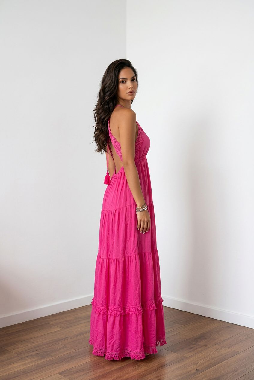 Abito lungo fucsia Dea