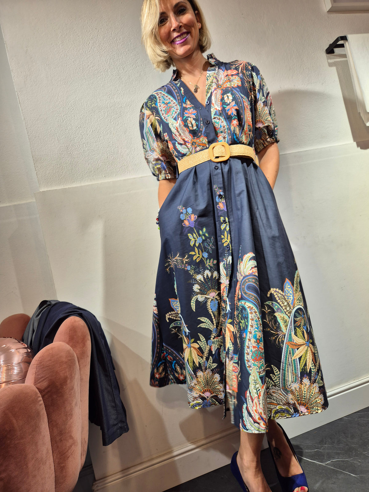Chemisier fiori con cinturino