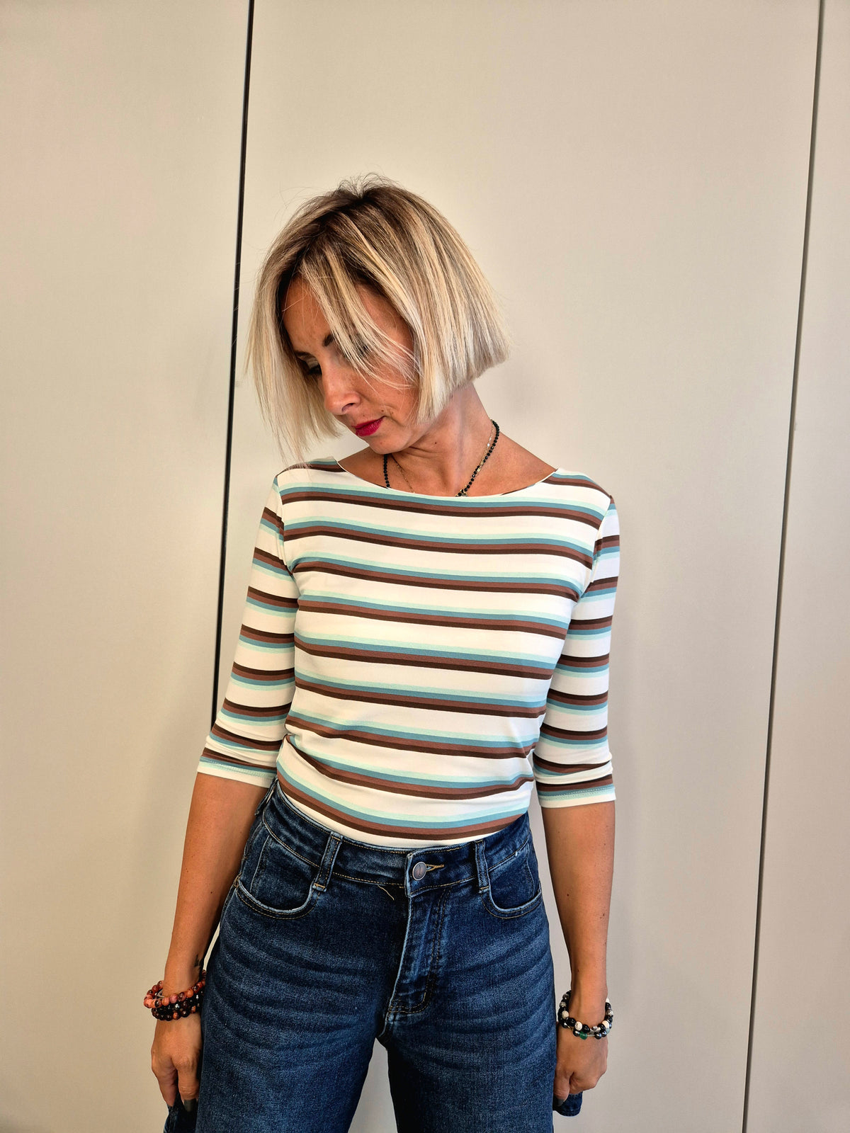 Maglia righe manica 3/4