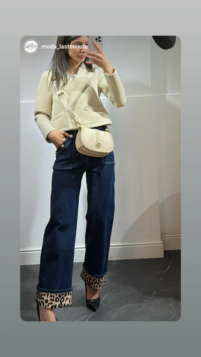 Jeans palazzo bordo animalier