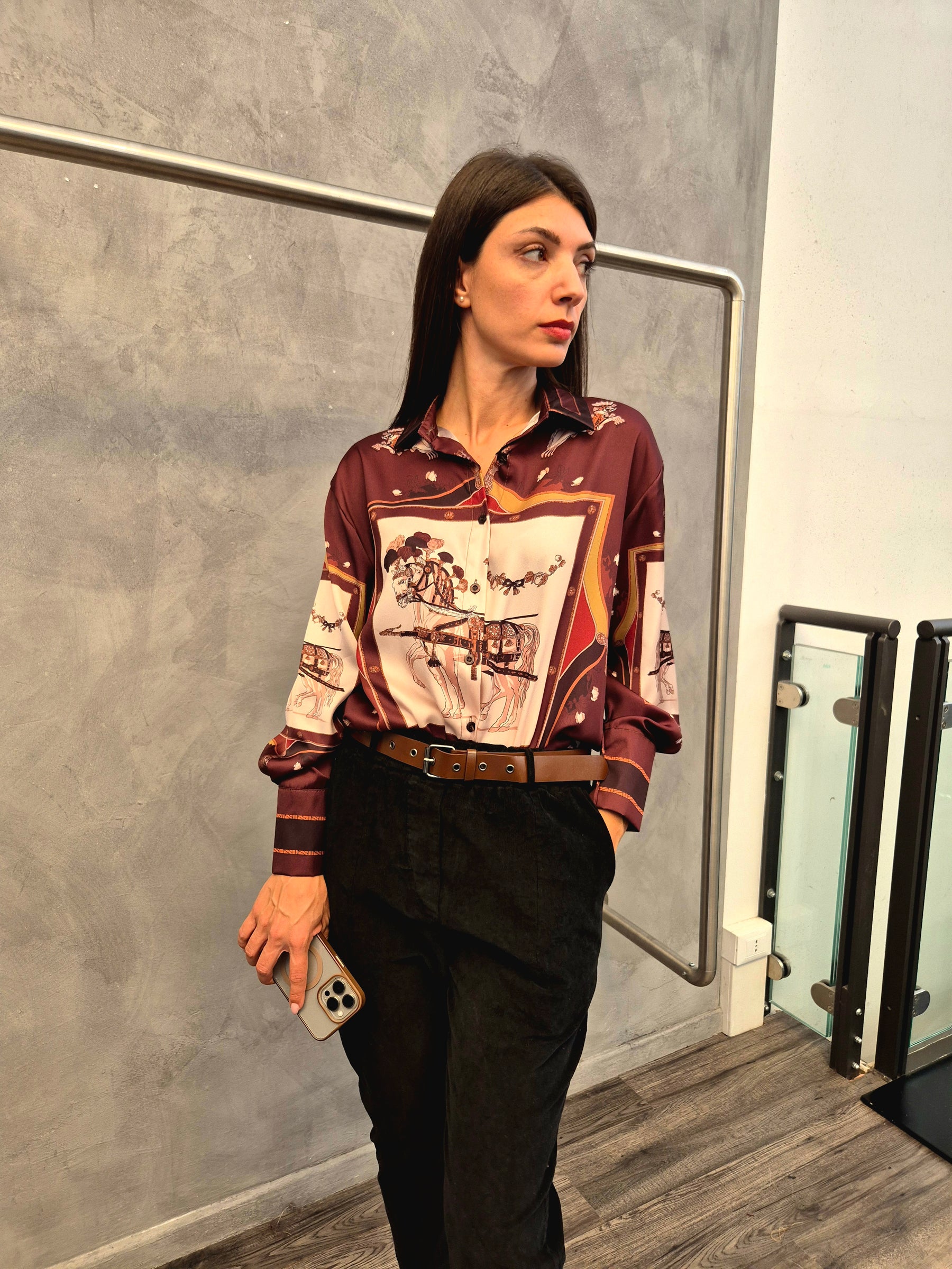 Camicia cavalli raso