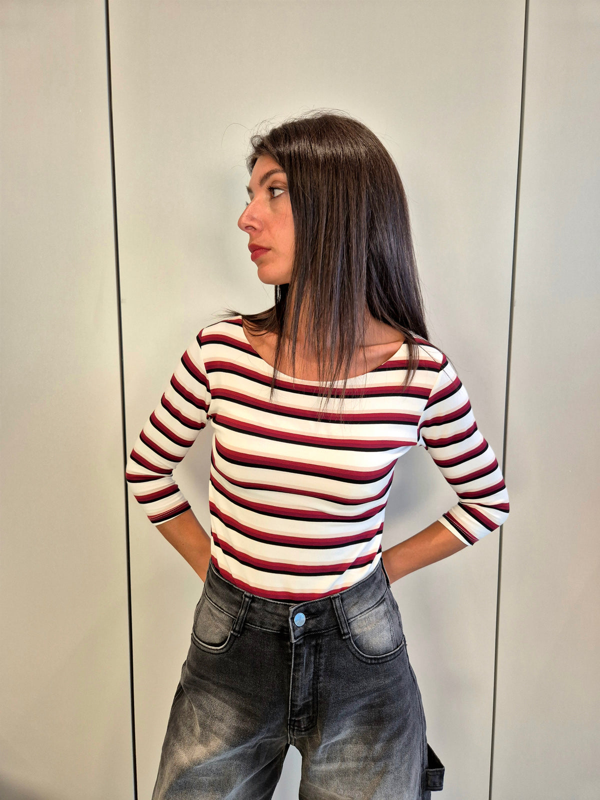 Maglia righe manica 3/4