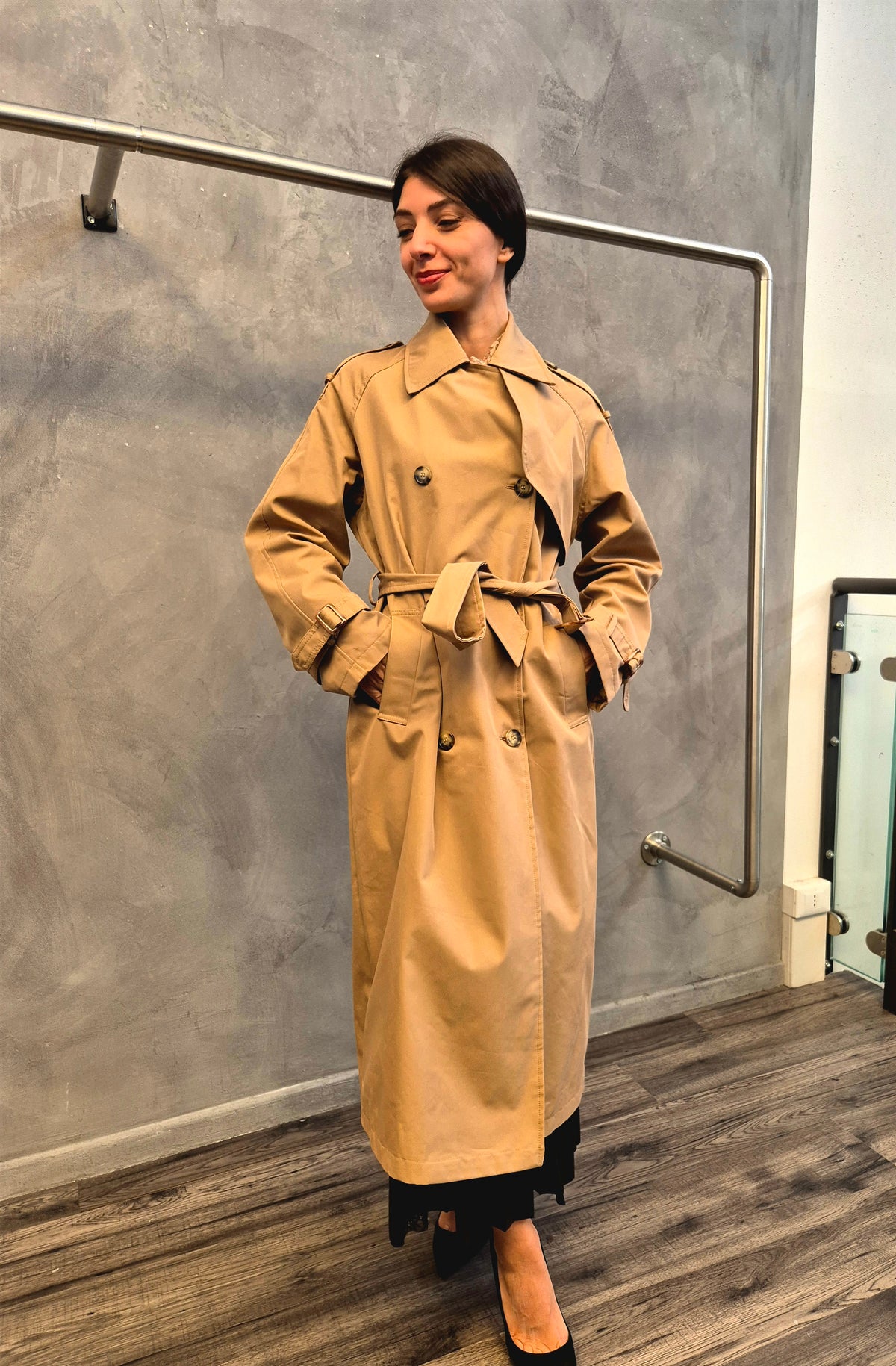Trench collo similpelle