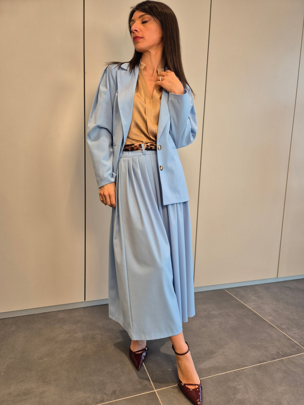 Tailleur giacca e gonna plissé