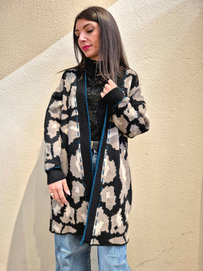 Cardigan lungo maculato