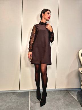 Abito sacchetto fascia pizzo laterale