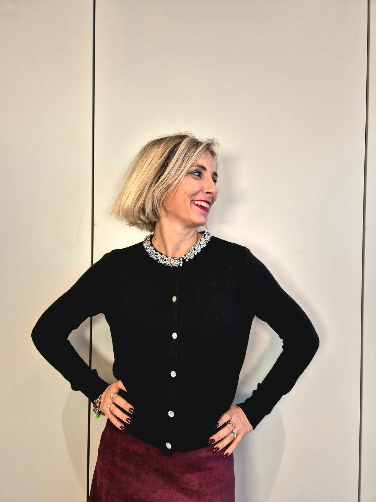 Cardigan collo gioiello