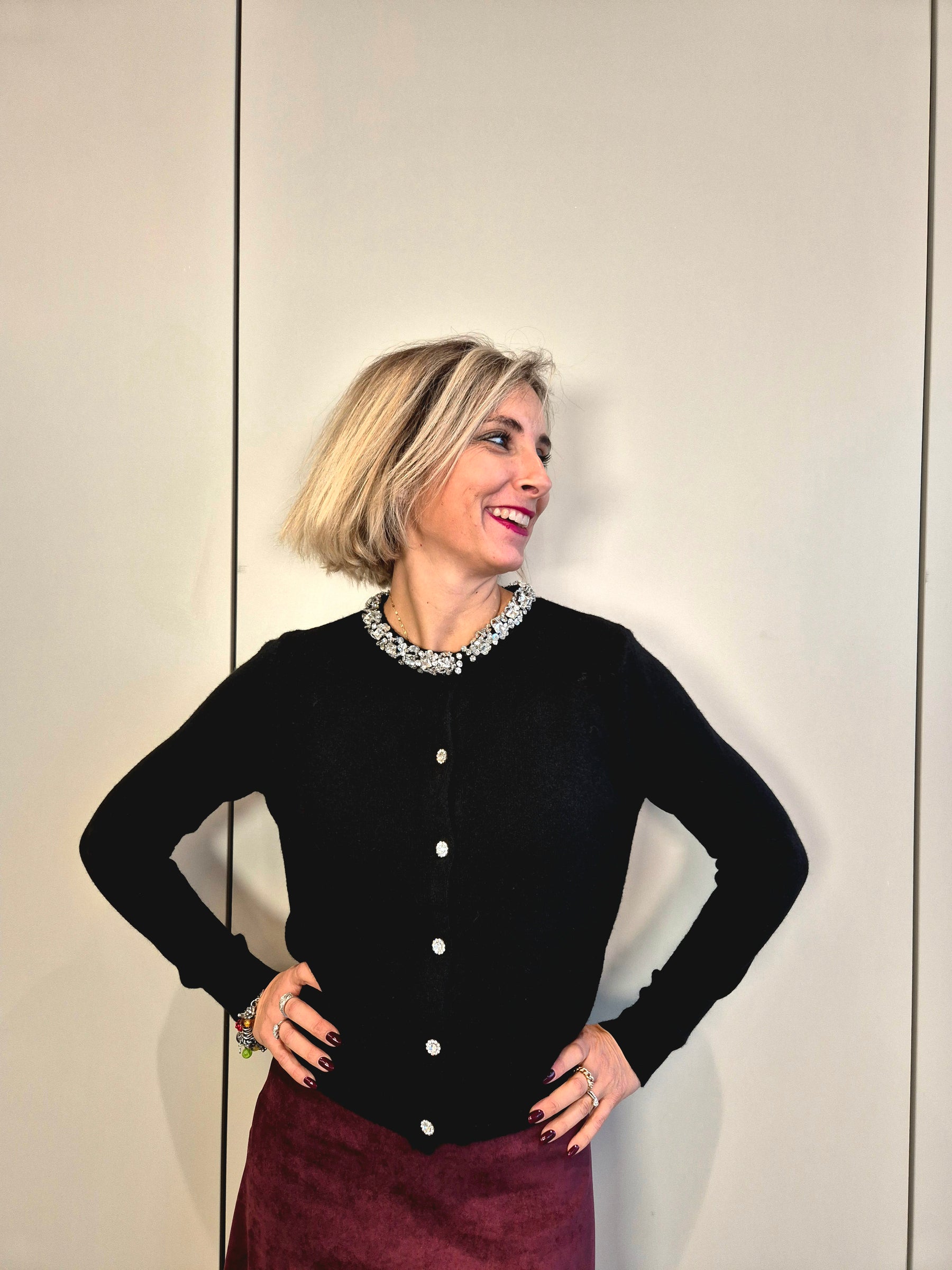 Cardigan collo gioiello