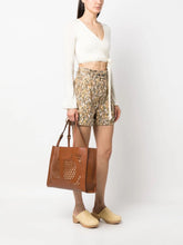 TWINSET Borsa Shopper logo traforato col. cammello