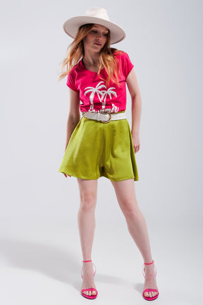 Summer Vibes T-shirt fucsia con stampa