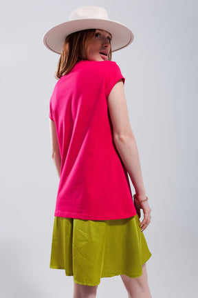 Summer Vibes T-shirt fucsia con stampa