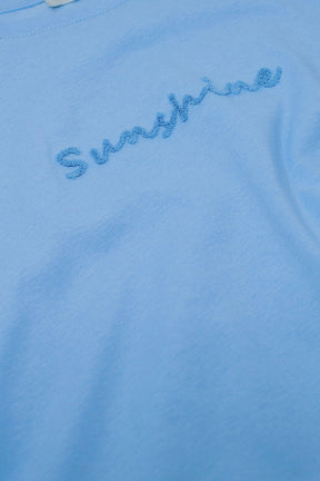 Sunshine - T-shirt oversize con testo testurizzato sul davanti - blu