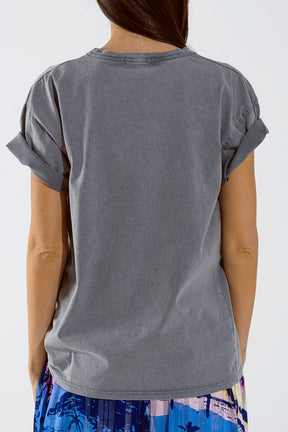 T-shirt Arizona con stampa digitale dell'aquila in grigio